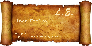 Lincz Etelka névjegykártya